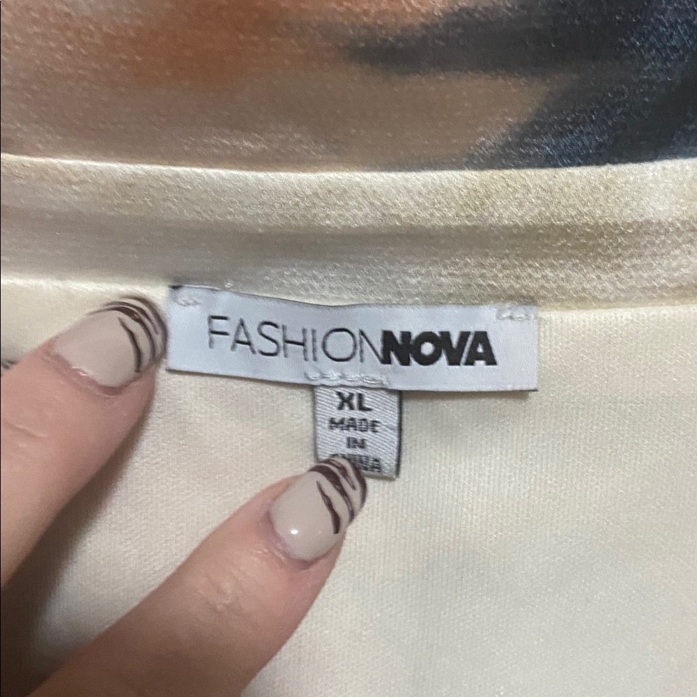 EUC Fashion Nova Plunging Neckline Pink cream blue tie-dye tunic mini dress XL - Picture 6 of 10